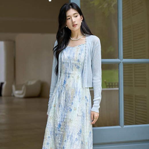 奢姿大码女装2025夏季减龄海军领印花两件套胖妹妹松紧时尚套装9953935137AB 商品图2