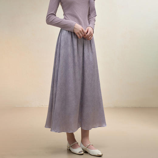 西遇法式温柔套装女秋季新款蝴蝶结针织T恤搭半身裙两件套V3051284 商品图3