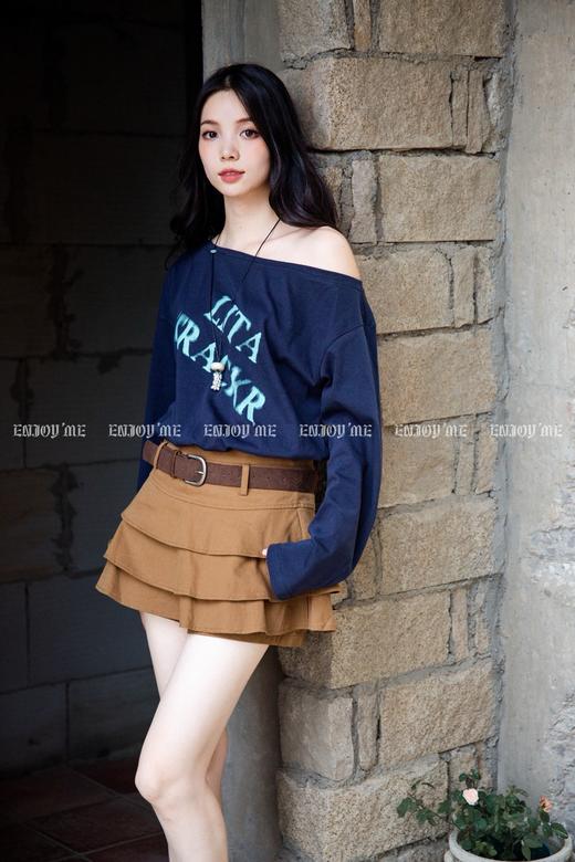 【门店同款】ENJOY秋季“浮光织影”设计感斜肩T 164899382 商品图4