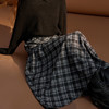 三彩2025冬季新款格纹半身裙松紧腰A字裙长裙简约M 商品缩略图2