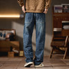 【DQ】大依优型大码男装牛仔裤潮流直筒宽松秋冬新款复古阔腿裤胖子显瘦休闲长裤百搭加肥加大 商品缩略图3