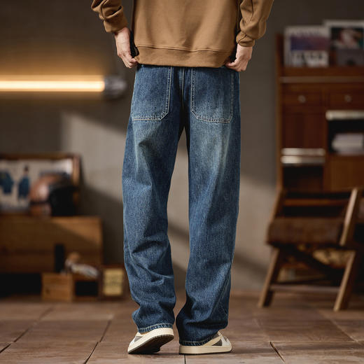【DQ】大依优型大码男装牛仔裤潮流直筒宽松秋冬新款复古阔腿裤胖子显瘦休闲长裤百搭加肥加大 商品图3