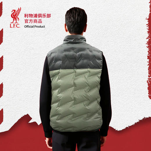 【官方正版】利物浦俱乐部 | 灰绿色拼色羽绒马甲秋冬保暖通勤上衣 商品图4