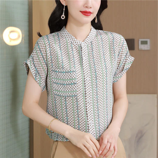高品质舒适透气上衣女短袖夏薄款气质T恤短款小衫衬衫 商品图1