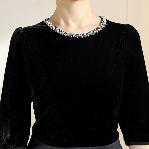 QYM YB24B16-Y荷叶边拼结小衫包臀半身裙时尚两件套裙 商品图3