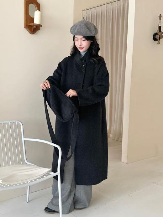 【YW】无忧购韩版长款立领宽松双面羊毛大衣带包包8814水饺包（现货48小时发货） 商品图7