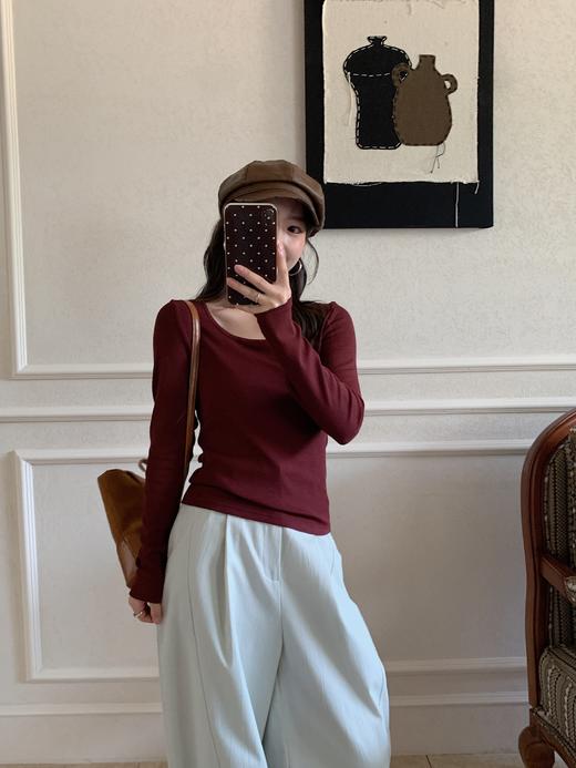 【买一送一，满158元减79元，到手79两件】骆柒柒云柔轻肤․圆领/方领打底衫 面料软弹舒适 打底/单穿都超有氛围感～常规&磨毛可选 商品图4