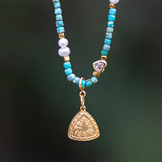 绿度母松石珍珠方珠项链 | 万物叁仟 商品图2