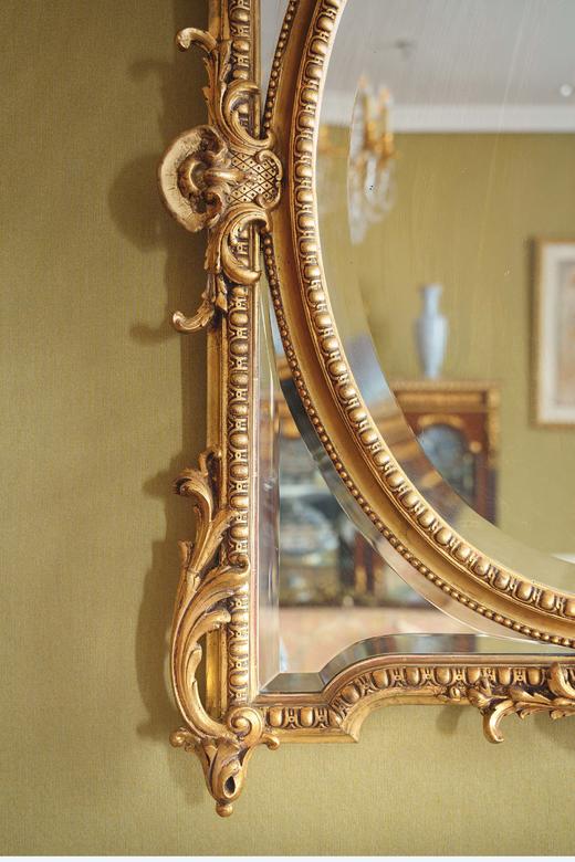 独角鹿西洋古董1880年代法国出品古典天使花蔓主题鎏金灰墁浮雕木质大型挂镜 商品图5