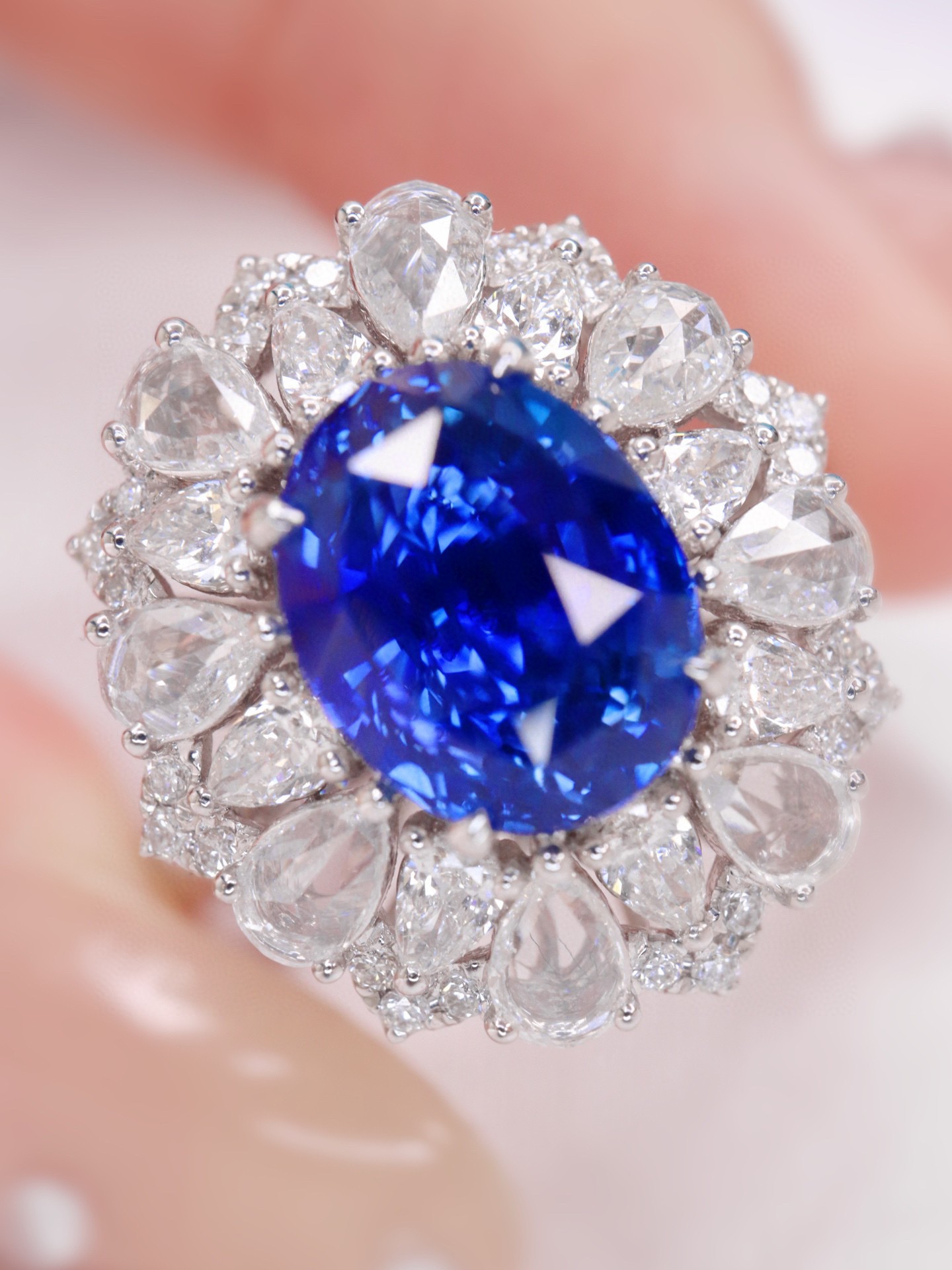 2.7ct刻面蓝宝石戒指吊坠两用