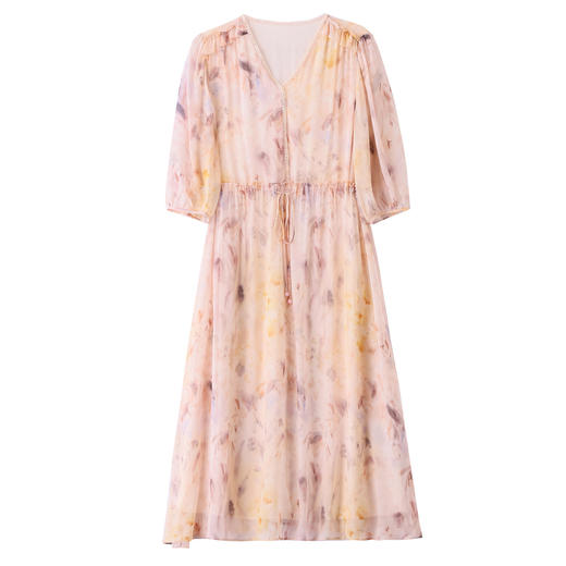 ASE优雅新款桑蚕丝连衣裙粉色法式 商品图4