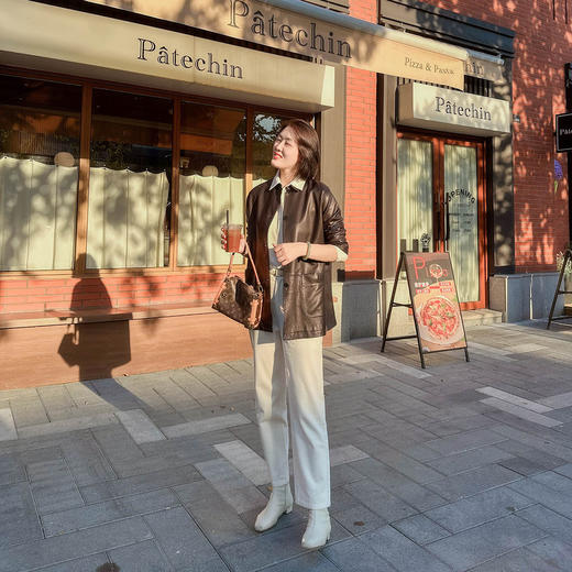 （老板自留）火桐hooton 铂金系列 西班牙进口绵羊皮翻领皮衣外套夹克XP25071 商品图2