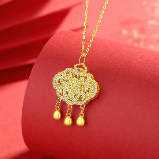 卡蒂罗/KADER 平安锁项链  国潮新中式长命锁招财纳福转运复古民族风轻奢高级感锁骨链 通勤百搭#好运 商品图2