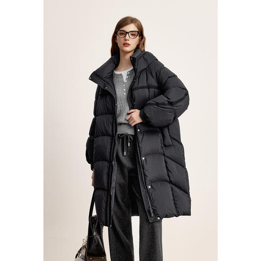 【商场同款】诗凡黎连帽拉链鸭绒羽绒服2024年冬新款女3FA380571R 商品图0