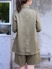 TYNVIE七分袖前开式无里西装外套 - 军绿色 商品缩略图6