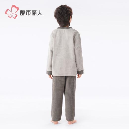 都市丽人睡衣男童法兰绒烂花睡衣儿童家居服长袖长裤套装JHH2F4 商品图3