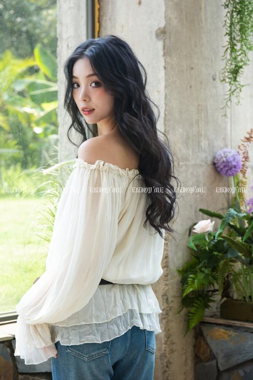 【门店同款】ENJOY秋季“谧色花颂”浪漫花瓣上衣 165643071 商品图3