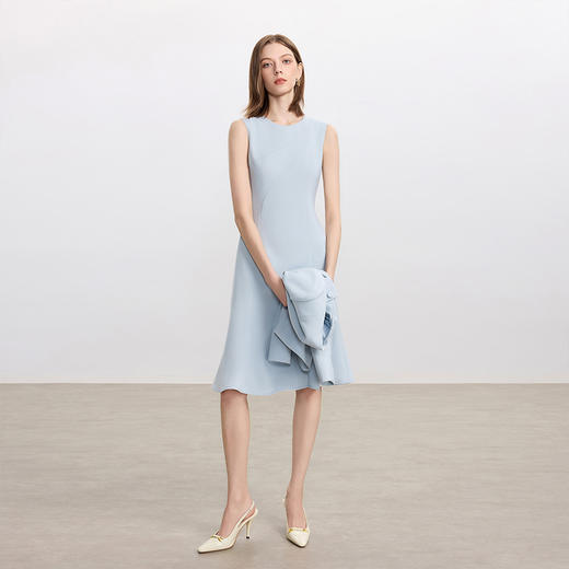 IWY/蓝色无袖连衣裙女气质显瘦包臀鱼尾西装背心裙通勤职业裙子Q1440 商品图0