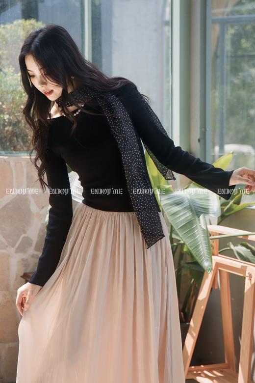 【门店同款】ENJOY秋季“轻礼服”优雅撞色长裙 165595831 商品图0