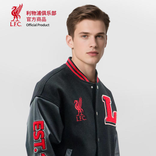 【官方正版】利物浦俱乐部 | 黑色PU棒球服夹克户外机能风外套 商品图3