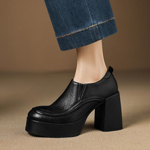 OLD A1365防水台高跟鞋小皮鞋气质深口单鞋 商品图3