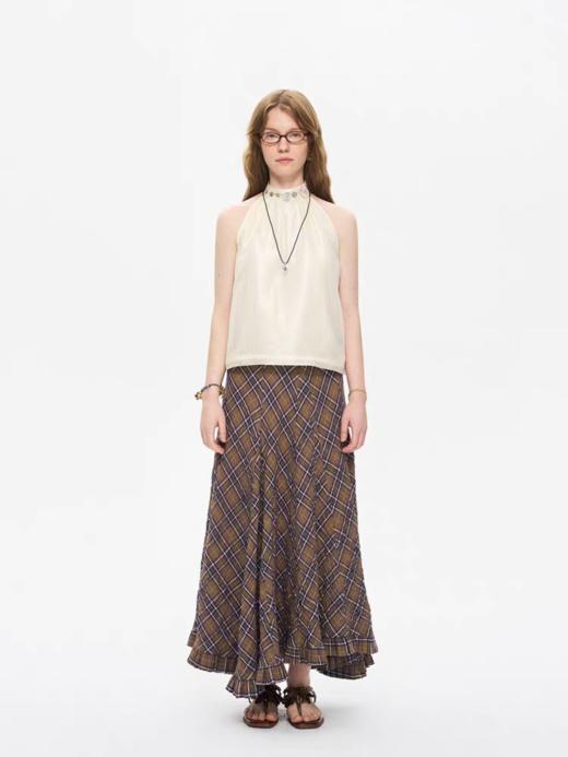 local tag/It25ssk58/路边咖啡馆卡其色格纹裙 商品图0