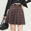 QYM 95857-Y格纹半身裙复古格纹百褶裙 商品缩略图1
