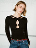 TR她热 暗黑陷阱 黑色弹力性感镂空设计感欧美修身打底衫 商品缩略图2