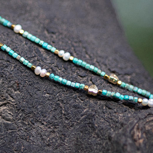 绿度母松石珍珠方珠项链 | 万物叁仟 商品图1