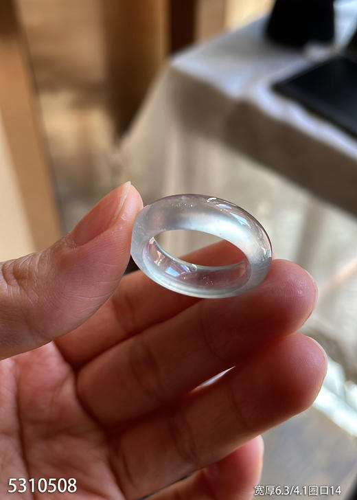 白月光玻璃种扳指【5310508】圈口14.0~具体价格微信咨询 商品图2