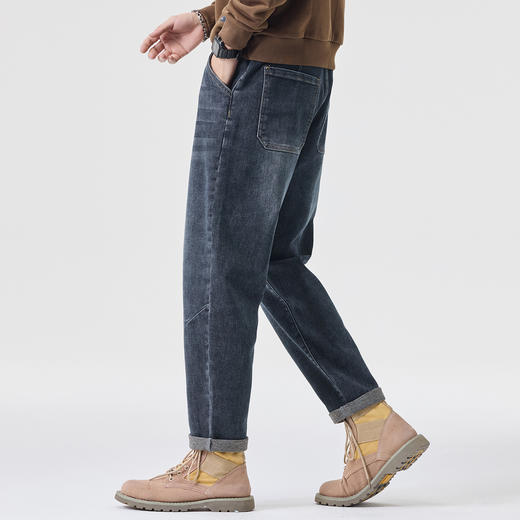 【DQ】大依优型大码男士牛仔裤300斤小脚裤秋冬新款锥形牛仔裤男宽松复古弹力小脚长裤时尚潮流耐磨水洗棉感 商品图2