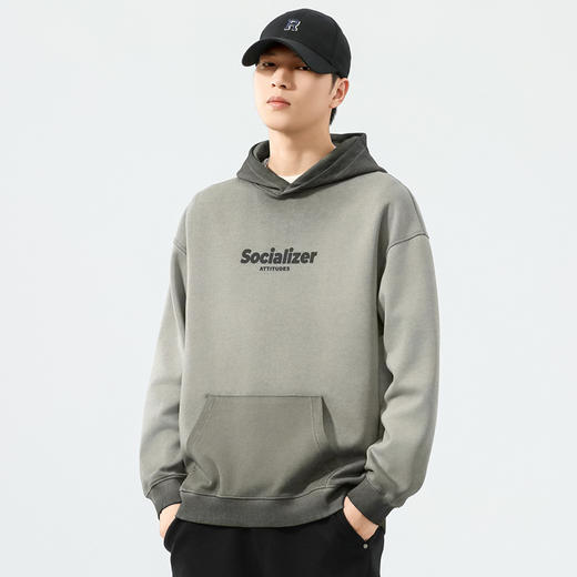 【棉质】【DQ】大依优型大码男装连帽卫衣300斤秋冬新款美式复古印花水洗做旧渐变潮流百搭连帽卫衣宽松休闲上衣 商品图4