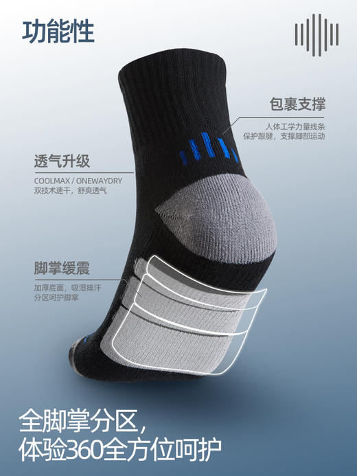 单导功能中筒袜单向速干防磨起泡舒爽透气人体工学袜物理抑菌缓震 商品图1