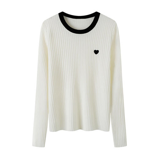 撞色圆领刺绣羊毛针织衫 商品图4