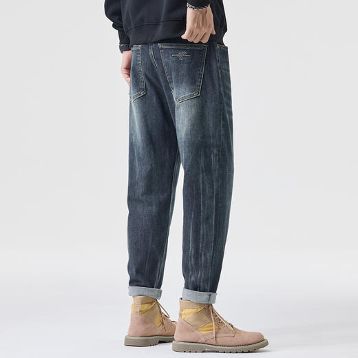 【DQ】大依优型大码男装棉感牛仔裤300斤小脚裤秋冬新款锥形牛仔裤男宽松复古弹力小脚长裤时尚潮流耐磨水洗 商品图3