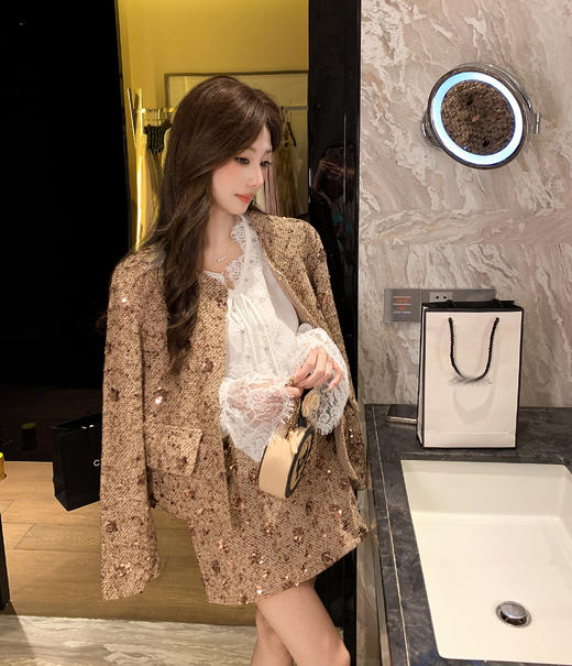 张心子【焦糖邂逅】千金感小香风亮片半身裙 U2412050 商品图11