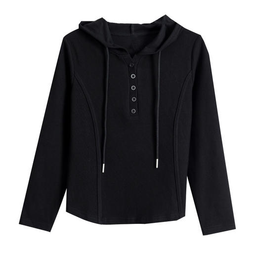 KQL 355H8300连帽正肩长袖T恤修身显瘦休闲上衣 商品图4