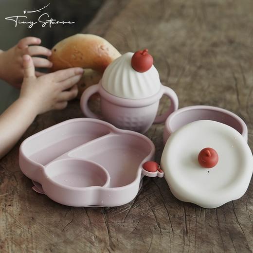 TinyStarse 冰淇淋餐盘 儿童冰淇淋樱桃硅胶吸盘分格盘blw自主进食餐具6月+ 商品图2