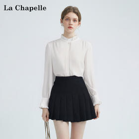 会员福利【高级感通勤衬衫】拉夏贝尔/La Chapelle法式木耳边长袖衬衫女温柔高级感气质通勤时尚设计感衬衣