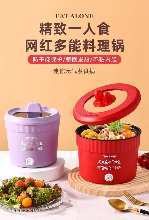 小型电煮火锅1-2人家用多功能不粘一体小电热锅学生泡面锅 商品图6