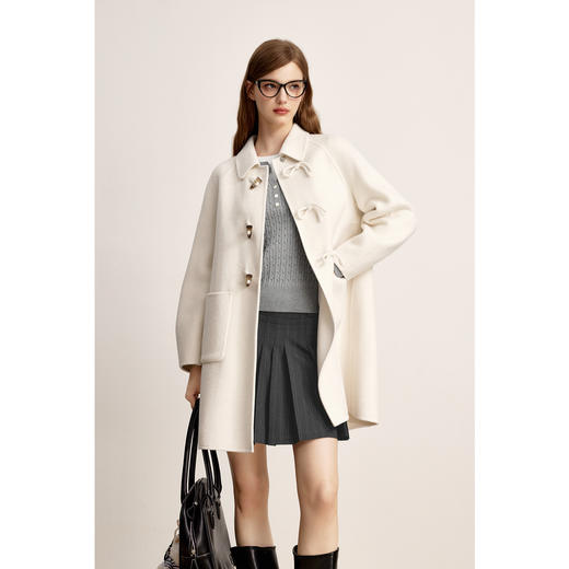 【商场同款】诗凡黎翻领牛角扣大衣2024冬新款学院外套3FA370291R 商品图0