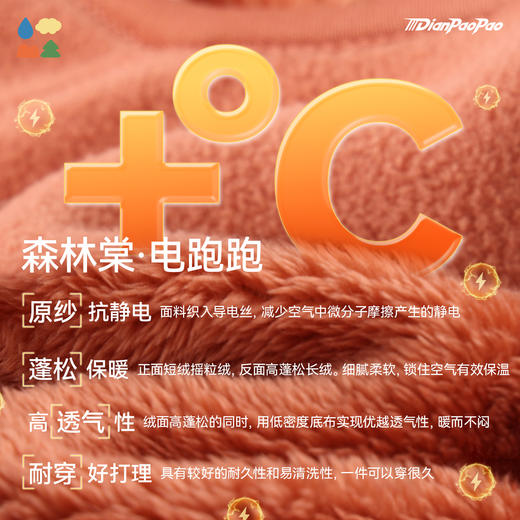 【亲子款加厚抓绒外套】森林棠25新款390g/㎡电跑跑系列抗静电加厚摇粒绒保暖外套 商品图4