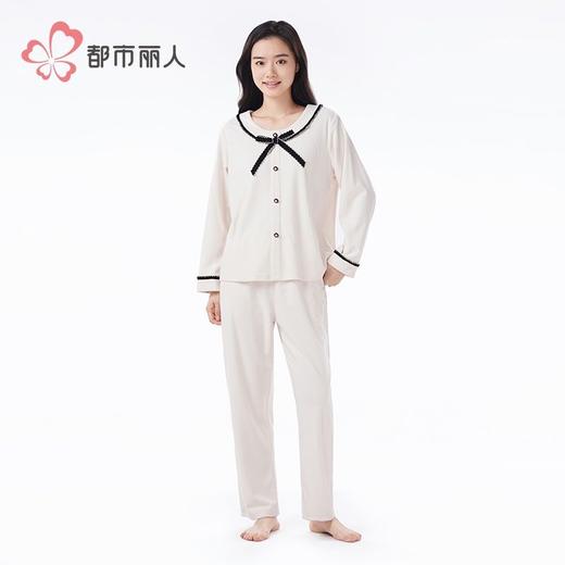 都市丽人睡衣海岛绒烂花睡衣女士家居服长袖长裤海岛绒套装LHH2Q7 商品图1