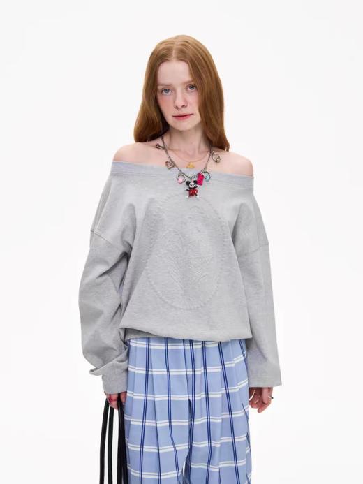 local tag/It25ssk12/Lily of the Valley 铃兰浮雕压花 一字肩 商品图0