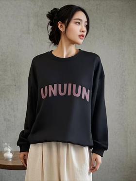 【秋上新】瑟俪品牌-Y08A渐变做旧字母女士卫衣-喜出