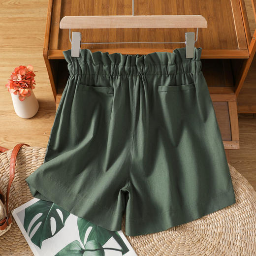 GYH 888纯色休闲宽松阔腿裤薄款松紧腰简约五分裤 商品图1