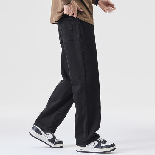 【DQ】大依优型大码男士牛仔裤阔腿直筒裤遮肉显瘦潮流秋冬新款时尚休闲弹力阔腿直筒长裤耐磨水洗300斤 商品图3