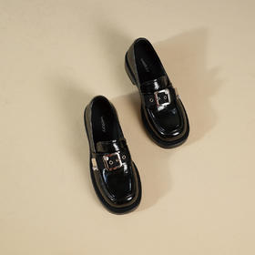 Westory2025年秋季方圆头型乐福鞋开边珠牛皮百搭甜酷深口单鞋S25CM76751