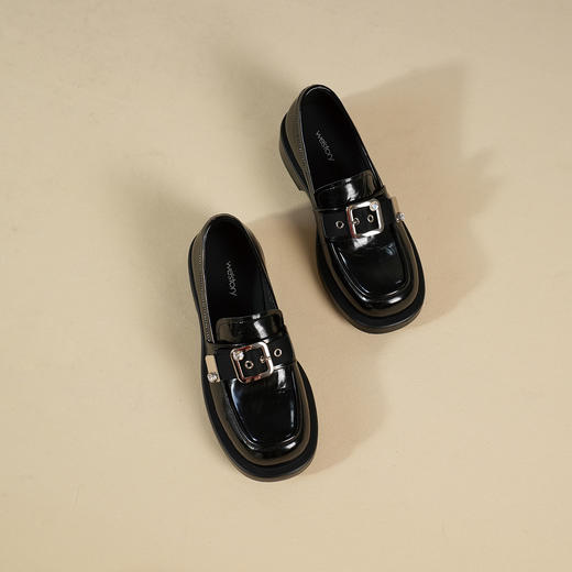 Westory2025年秋季方圆头型乐福鞋开边珠牛皮百搭甜酷深口单鞋S25CM76751 商品图0