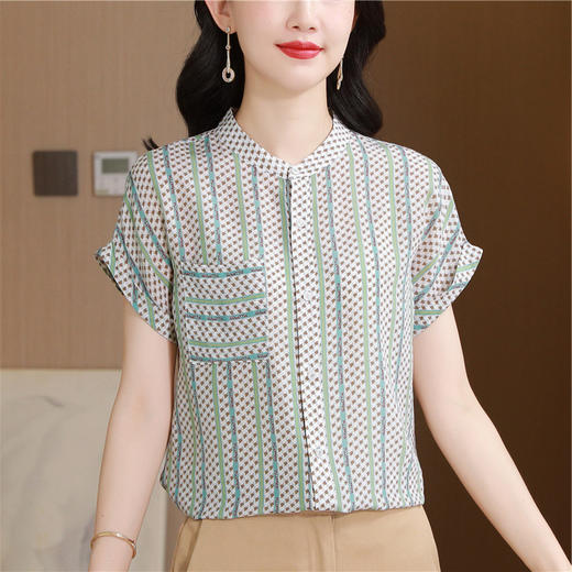 高品质舒适透气上衣女短袖夏薄款气质T恤短款小衫衬衫 商品图2